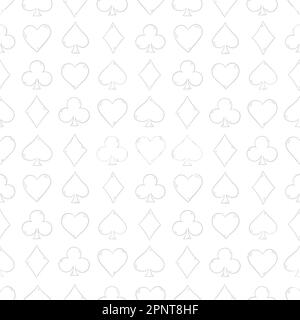 Le symbole de la carte Doodle correspond au motif de répétition du poker. Illustration vectorielle fond de motif transparent Illustration de Vecteur