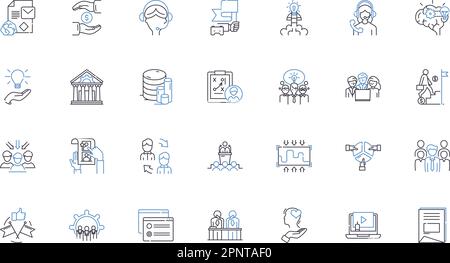 Collection d'icônes de ligne d'aide humanitaire. Soulagement, assistance, soutien, compassion, empathie, Care, vecteur humanitarisme et illustration linéaire Illustration de Vecteur