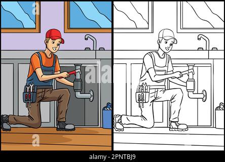 Page de couleur plombier Illustration colorée Illustration de Vecteur