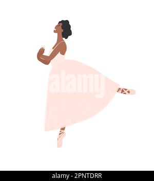 Caricature Black Woman danseuse de chorégraphie classique Illustration de Vecteur