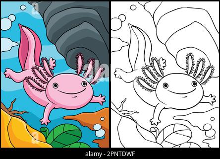 Coloration axolotl page colorée Illustration Illustration de Vecteur