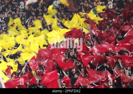 Rome, Italie. 20th avril 2023. Supporters de Roms lors de l'UEFA Europa League, quart de finale, match de football à 2nd jambes entre AS Roma et Feyenoord sur 20 avril 2023 au Stadio Olimpico à Rome, Italie - photo Federico Proietti/DPPI crédit: DPPI Media/Alamy Live News Banque D'Images