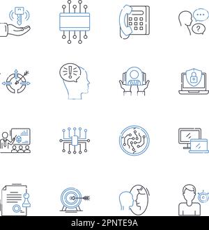 Collection d'icônes de ligne de travail collaborative. Synergie, Partenariat, unité, Groupe, cohésion, Collaboration, vecteur de liaison et illustration linéaire Illustration de Vecteur