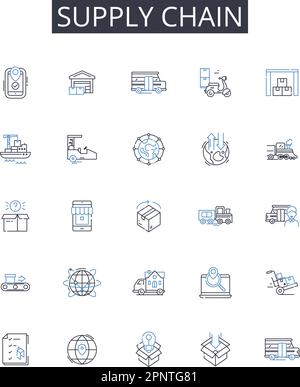 Collection d'icônes de chaîne logistique. Chaîne de valeur, nerk logistique, flux de fabrication, canal de distribution, pipeline de produits, Pipeline des opérations Illustration de Vecteur