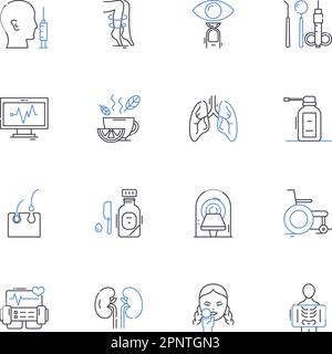 Collection d'icônes de lignes de chirurgie robotique. Précision, minimale, invasive, avancée, chirurgie, Robotique, vecteur d'innovation et illustration linéaire Illustration de Vecteur