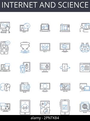 Collection d'icônes de ligne Internet et science. Nternet, Web, Net, Cyberspace, en ligne, Monde numérique, vecteur d'autoroute de l'information et linéaire Illustration de Vecteur