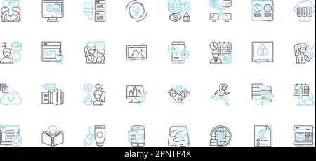 Ensemble d'icônes linéaires du manuel des opérations. Normalisation, directives, procédures, processus, documentation, Stratégies, protocoles vecteur de ligne et concept Illustration de Vecteur
