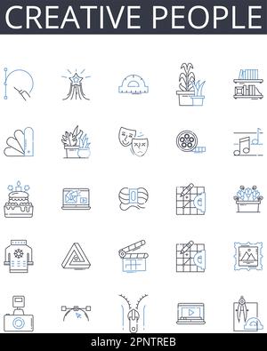 Collection Creative People Line Icons. Penseurs novateurs, esprits artistiques, génies originaux, âmes imaginatives, individus inventifs, Plein de ressources Illustration de Vecteur