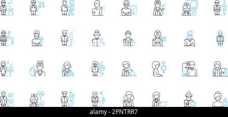Jeu d'icônes linéaires de parcours professionnels. Carrière, emploi, profession, emploi, vocation, Commerce, vecteur de ligne d'artisanat et signes de concept. Champ,Industrie Illustration de Vecteur