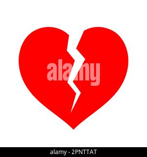 Icône rouge de vecteur cardiaque cassé, isolée sur fond blanc. Illustration de Vecteur