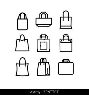 lot de 9 icônes sous forme de ligne fine. Icônes de sacs d'achats. Ensemble d'icônes de ligne noire isolées sur fond blanc. Illustration vectorielle moderne Illustration de Vecteur