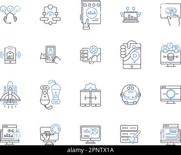 Collection d'icônes de ligne de modélisation prédictive. Régression, Classification, prévision, modélisation, analyse, Apprentissage machine, vecteur d'exploration de données et Illustration de Vecteur