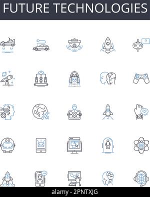 Collection d'icônes de la ligne future technologies. Auto-amélioration, croissance, autonomisation, réalisation, éclaircissement, Développement, vecteur de transformation et Illustration de Vecteur