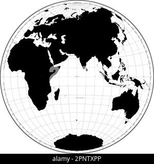 Silhouette très détaillée de la carte du monde en forme de globe terrestre. Projection globulaire Nicolosi – plate. Illustration de Vecteur