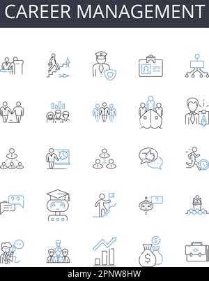 Collection d'icônes de ligne de gestion de carrière. Développement de l'emploi, avancement du travail, stratégie d'emploi, planification professionnelle, progression de carrière, Entreprise Illustration de Vecteur