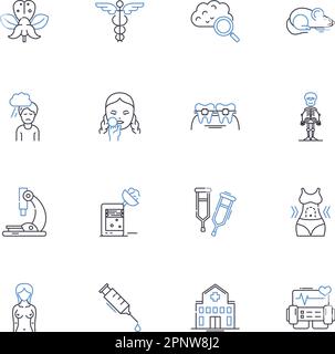 Collection d'icônes de lignes d'ergothérapie. Réadaptation, adaptation, autonomisation, mobilité, indépendance, Coordination, vecteur sensoriel et linéaire Illustration de Vecteur