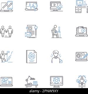 Collection d'icônes d'aide hors bureau. Assistance, disponibilité, sauvegarde, compagnie, commodité, Coordination, vecteur de fiabilité et Illustration de Vecteur