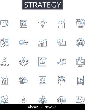Collection d'icônes de ligne de stratégie. Logistique, transport, inventaire, entreposage, expédition, Réalisation, vecteur de vente en gros et illustration linéaire Illustration de Vecteur