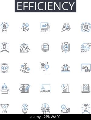 Collection d'icônes de ligne d'efficacité. Rapidité, productivité, promptitude, compétence, compétence, Agilité, vecteur de rapidité et illustration linéaire Illustration de Vecteur