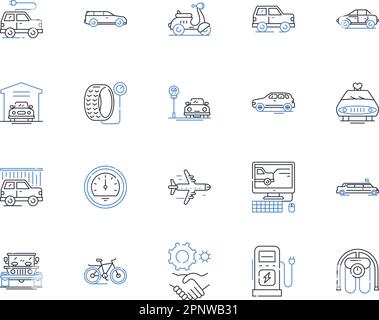 Collection d'icônes de ligne de transport de marchandises. Logistique, expédition, livraison, fret, fret, Transport, vecteur de répartition et illustration linéaire Illustration de Vecteur