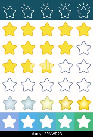 Ensemble de cinq étoiles. Note du client et panneau de rétroaction. Illustration de Vecteur