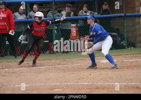 SLU Softball contre Bradley (Braves) et Northern Illinois (Huskies) Banque D'Images