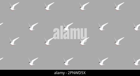Motif vectoriel sans couture avec mouettes volantes sur fond gris. Sans coutures pour les oiseaux qui volent. Motif pour tissu, vêtements pour bébé, arrière-plan, textile Illustration de Vecteur
