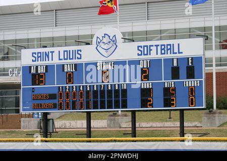 SLU Softball contre Bradley (Braves) et Northern Illinois (Huskies) Banque D'Images