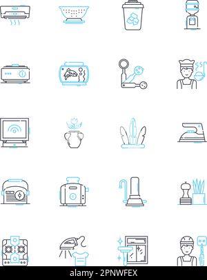 Ensemble d'icônes linéaires domiciliaires. Résidence, domicile, Abode, habitation, habitat, Maison, vecteur de ligne de maison et signes de concept. Résidence, séjour, abri contour Illustration de Vecteur