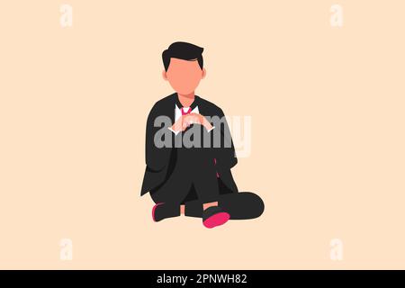 Un homme d'affaires à l'appartement, triste homme d'affaires, assis seul sur le sol. Un Manager masculin déprimé perd son emploi. Crise économique. Désordre, tristesse, décevoir Banque D'Images