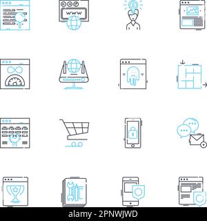 Jeu d'icônes linéaires de conception sociale. Empathie, communauté, inclusion, équité, collaboration, Adaptabilité, vecteur de ligne de créativité et signes de concept Illustration de Vecteur