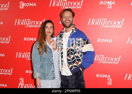 Rome, Italie. 20th avril 2023. Irene Forti (l) et Alessandro Borghi (r) assistent à la fête de lancement du photocall du journaliste hollywoodien Rome au Palazzo Brancaccio crédit: SOPA Images Limited/Alay Live News Banque D'Images