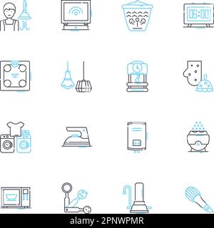 Ensemble d'icônes linéaires domiciliaires. Résidence, domicile, Abode, habitation, habitat, Maison, vecteur de ligne de maison et signes de concept. Résidence, séjour, abri contour Illustration de Vecteur