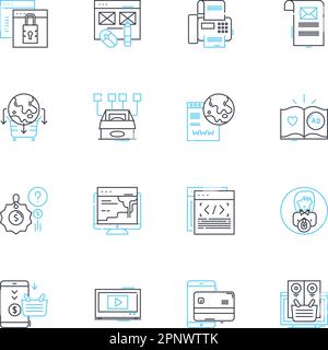 Icônes linéaires du secteur d'entretien définies. Hôtellerie, Service clientèle, Vente au détail, Finance, Conseil, Santé, vecteur de ligne de tourisme et signes de concept. Beauté Illustration de Vecteur