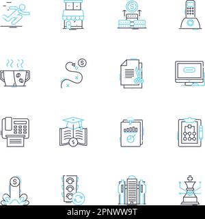 Jeu d'icônes linéaires de la pratique comptable. Audit, tenue de livres, conformité, conseil, financier, Prévisions, vecteur de ligne d'investissement et signes conceptuels Illustration de Vecteur