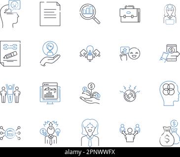 Collecte des icônes de ligne d'analyse de données. Aperçus, tendances, analyses, visualisation, métriques, Répétitions, corrélations, vecteur et illustration linéaire. Grande Illustration de Vecteur