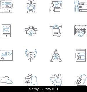 Collection d'icônes de ligne de gestion des modifications. Transformation, adaptation, résilience, flexibilité, réorganisation, Innovation, vecteur de transition et linéaire Illustration de Vecteur