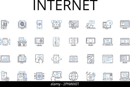 Collection d'icônes de ligne Internet. World Wide Web, Cyberspace, Net, Web, en ligne, Information SuperHighway, Digital realm vector et illustration linéaire Illustration de Vecteur