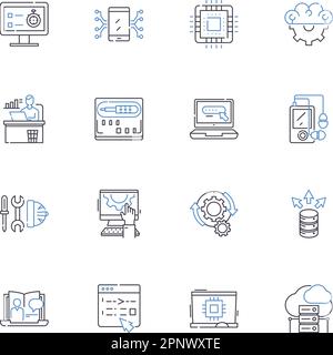 Collection d'icônes de ligne de portail Web. Passerelle, Tableau de bord, page d'accueil, interface, plate-forme, Access, vecteur Nexus et illustration linéaire. Hub,Nerk,Index Illustration de Vecteur