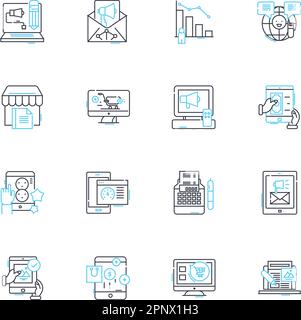 Ensemble d'icônes linéaires de la politique de marché. Réglementation, intervention, incitations, déréglementation, libéralisation, Concurrence, vecteur de ligne de tarifs et signes de concept Illustration de Vecteur