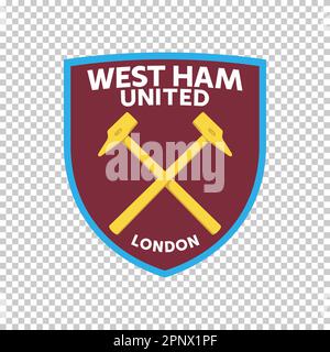 Emblème du club de football West Ham United England sur fond transparent. Illustration vectorielle Illustration de Vecteur