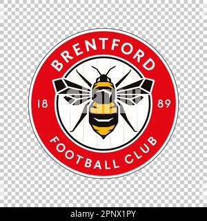 Emblème du club de football de Brentford England sur fond transparent. Illustration vectorielle Illustration de Vecteur