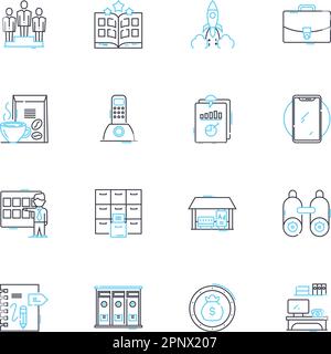 Jeu d'icônes linéaires vitales pour l'industrie. Santé, produits pharmaceutiques, dispositifs médicaux, biotechnologie, sciences de la vie, Hôpitaux, cliniques vecteur de ligne et Illustration de Vecteur