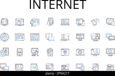 Collection d'icônes de ligne Internet. World Wide Web, Cyberspace, Net, Web, en ligne, Information SuperHighway, Digital realm vector et illustration linéaire Illustration de Vecteur