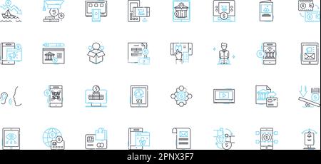 Acheter des objets Linear Icons Set. Acheter, Acheter, Acheter, acquérir, obtenir, Investir, se procurer des panneaux de vecteur de ligne et de concept. Obtenir,posséder,capturer des illustrations de contour Illustration de Vecteur