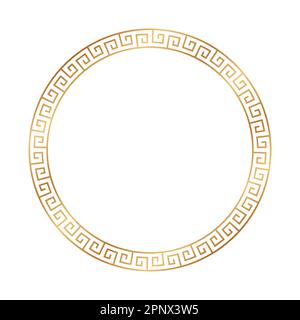 Cercle grec motif or. Cadre romain. Contour doré frontière de la grèce isolée sur fond blanc. Bordure de greec ronde pour des impressions de conception. Circulaire Illustration de Vecteur