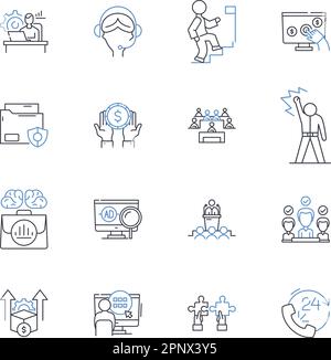 Collection d'icônes de compétence compétente. Maîtrise, expertise, compétence, efficacité, finesse, Compétence, vecteur d'intégrité et illustration linéaire Illustration de Vecteur