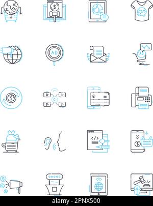 Icônes linéaires du secteur d'entretien définies. Hôtellerie, Service clientèle, Vente au détail, Finance, Conseil, Santé, vecteur de ligne de tourisme et signes de concept. Beauté Illustration de Vecteur