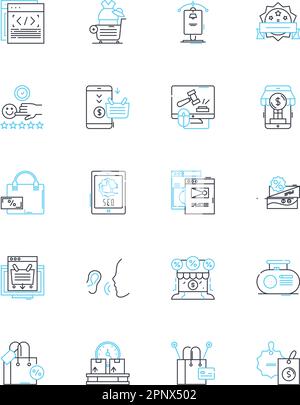 Jeu d'icônes linéaires du lendemain de Noël. Vente, achats, réductions, économies, offres, Panneaux vecteur et concept hiver, Canada. Tradition, cadeaux, contour des fêtes Illustration de Vecteur