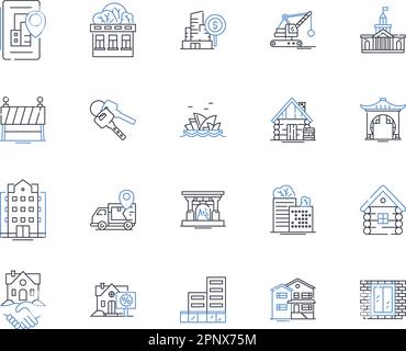 Collection d'icônes de lignes de logement et d'hébergement. Abri, maison, appartement, appartement, maison, Habitation, vecteur Lodge et illustration linéaire. Résidence Illustration de Vecteur